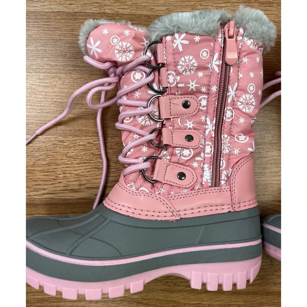 Dream Pairs Kriver Youth Girls Snow Boots Pink Toddler Size 11 Insulated NEW